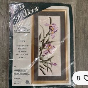 Elsa Williams Iris Crewel Embroidery Kit - Purple and Green
